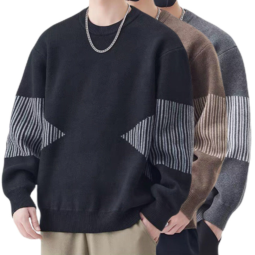 Herren Modischer Strickpullover mit gestreiften Ärmeln Echo Archiv