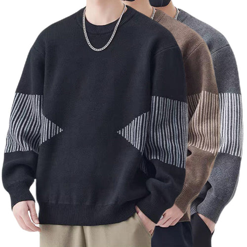 Herren Modischer Strickpullover mit gestreiften Ärmeln Echo Archiv