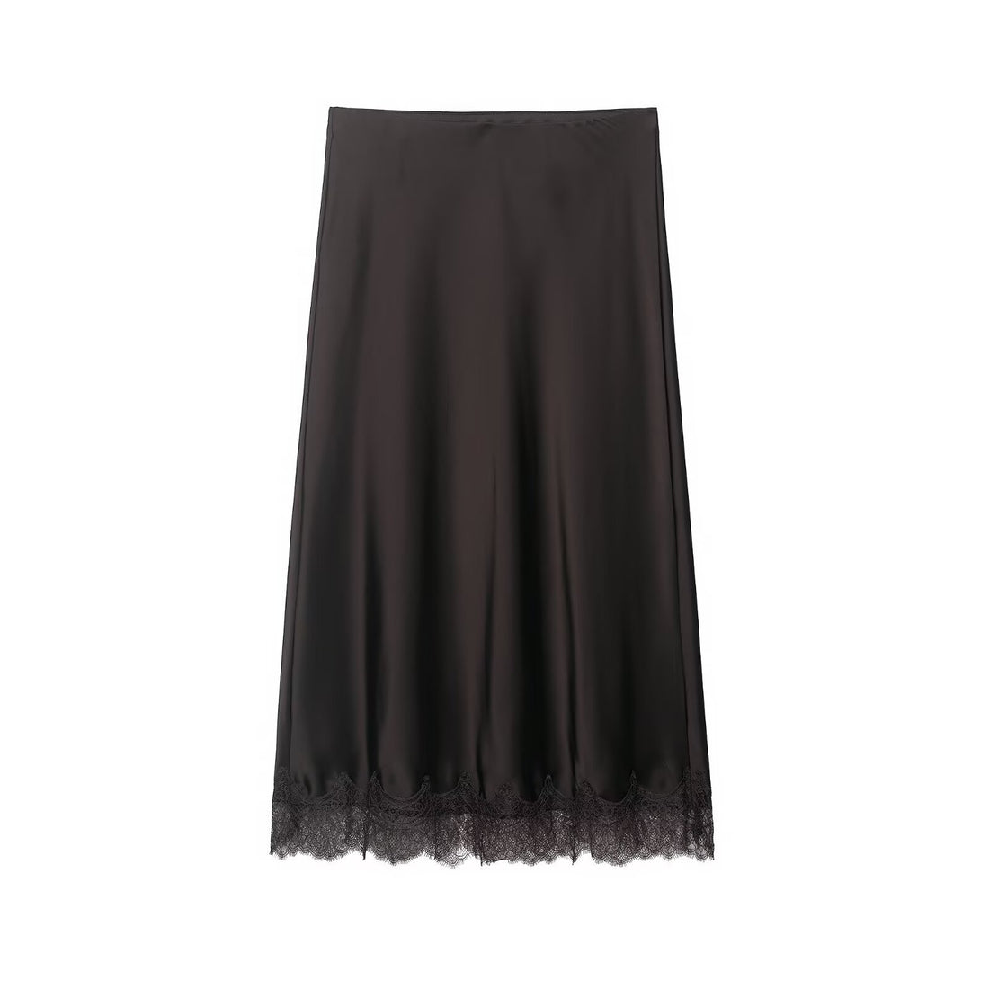Damen Langer Satinrock mit feiner Spitze am Saum und leichter A-Linien-Silhouette Echoarchiv