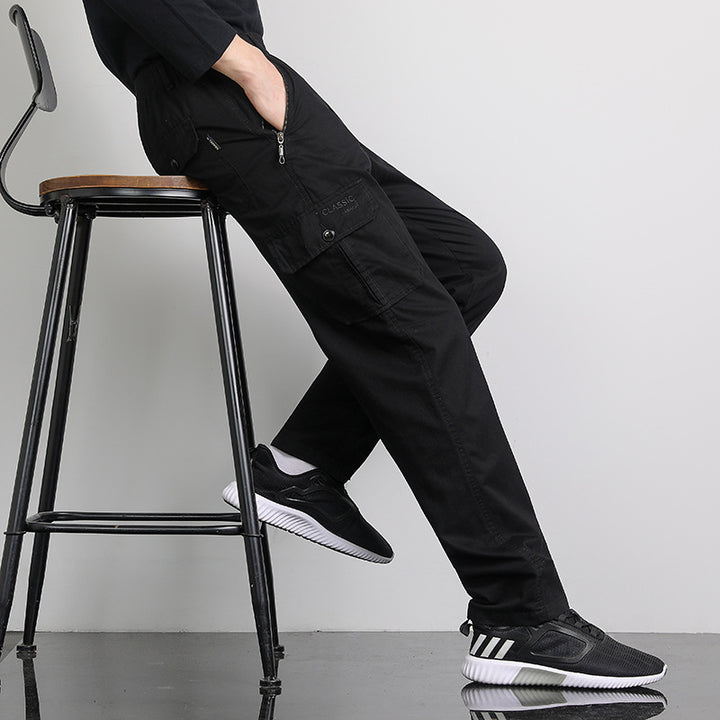 Herren Lockere Cargohose mit elastischem Bund, Multifach‑Taschen & geradem Bein Echo Archiv
