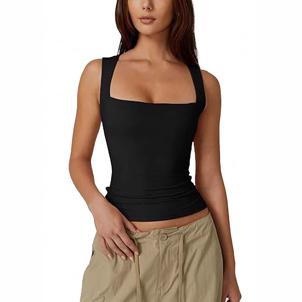 Damen eng anliegendes Tanktop mit quadratischem Ausschnitt und atmungsaktiver Struktur Echo Archiv