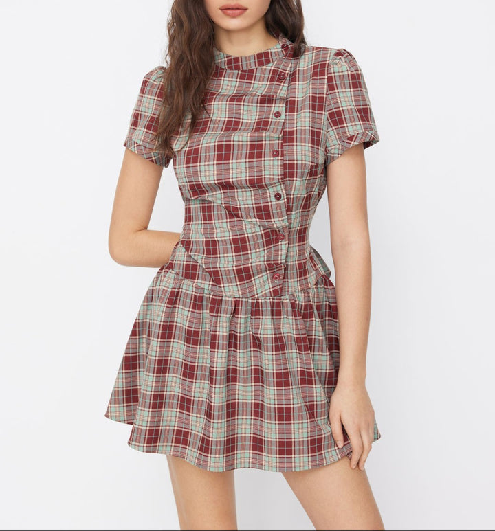 Damen Minikleid mit Knopfdetails und gerafftem Schnitt Echo Archiv