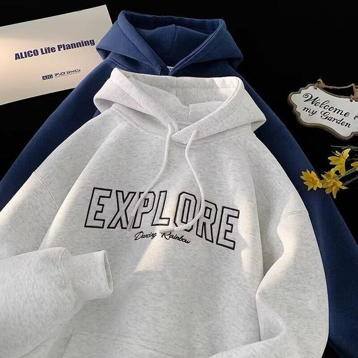 Unisex Oversized Kapuzenpullover mit Schriftzug Echoarchiv