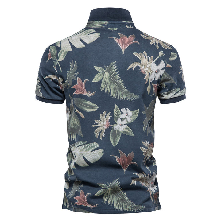 Herren Polohemd mit floralem Design und klassischem Kragen Echoarchiv