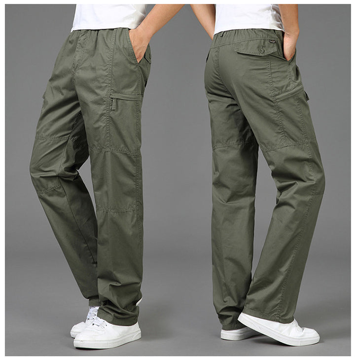 Damen lockere Cargo-Hose mit elastischem Bund, Mehrfachtaschen und Knieabnähern – Avélisse