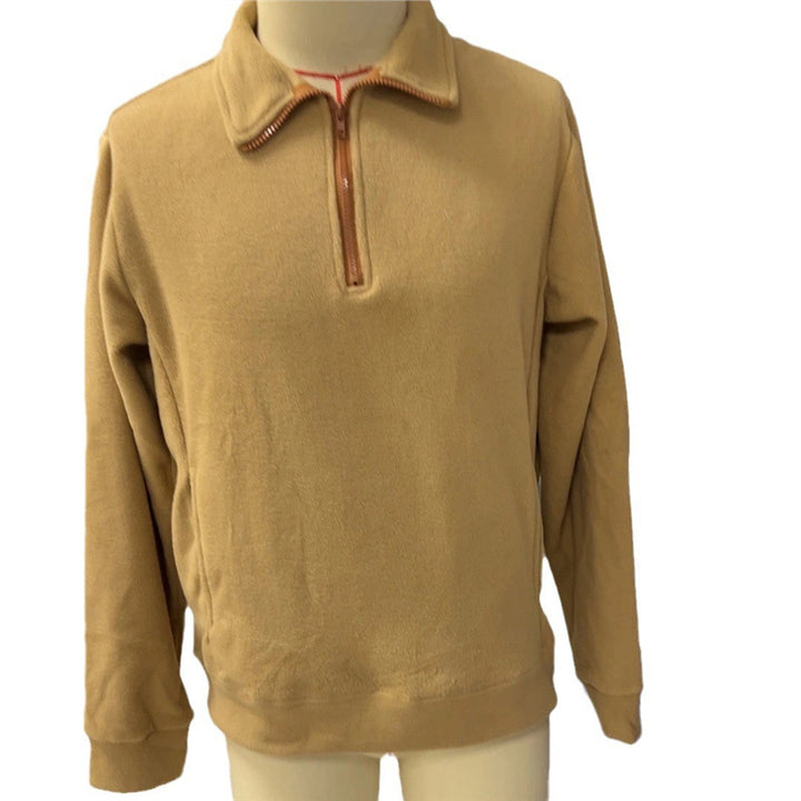 Herren Fleece-Pullover mit halbem Reißverschluss und strukturiertem Design Echoarchiv