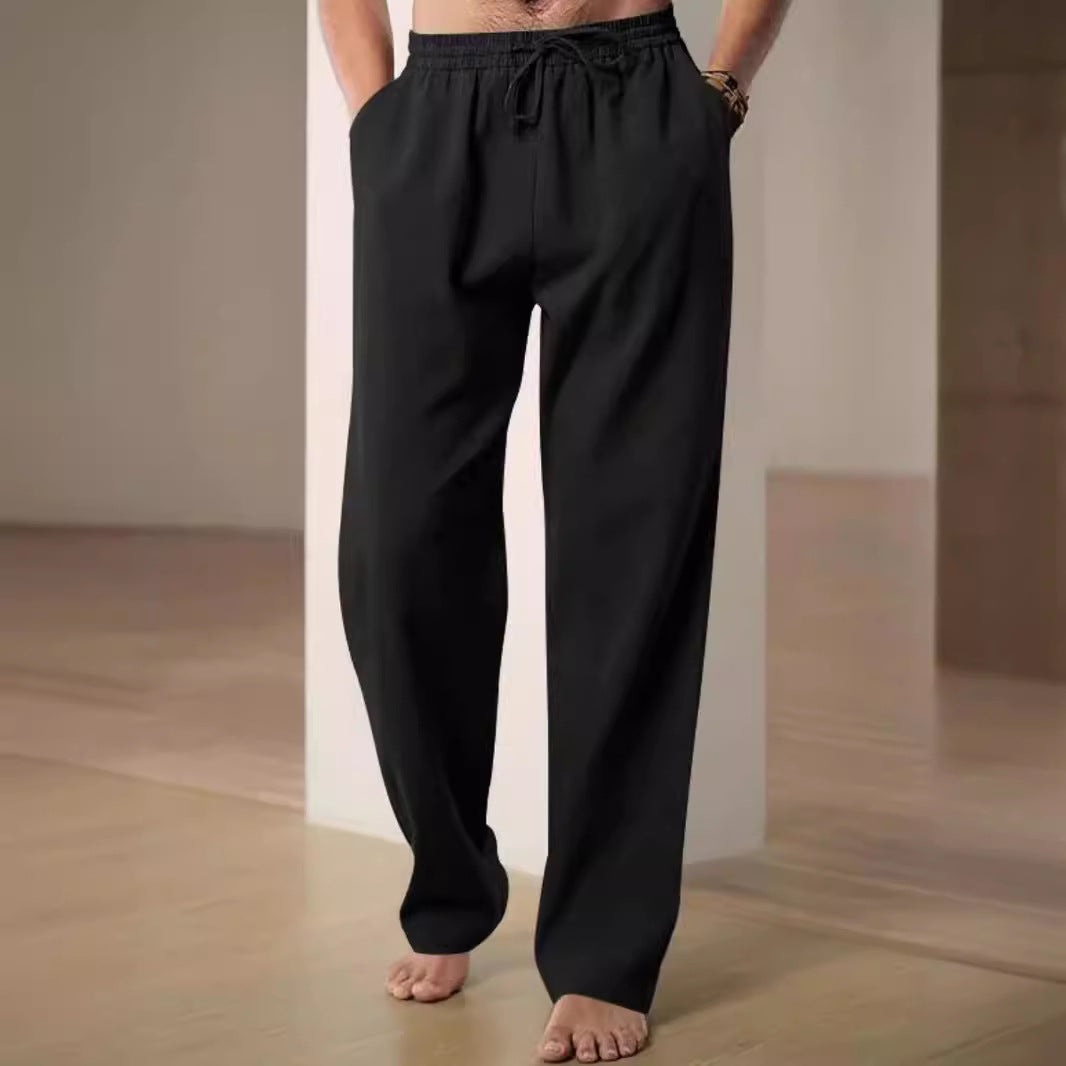 Herren Bequeme Leinenhose mit verstellbarem Bund Echoarchiv