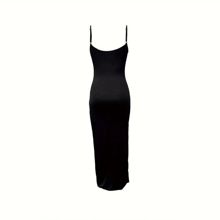 Damen figurbetontes Maxikleid mit seitlichen Rüschendetails und tiefem Schlitz Echo Archiv