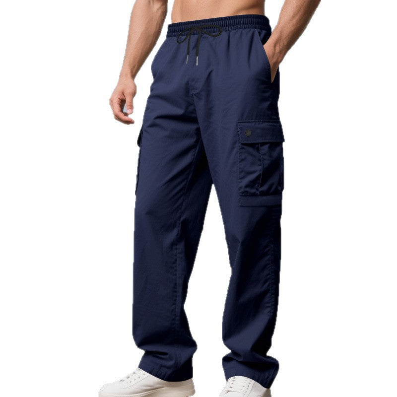 Herren nan leichte Cargo-Freizeithose mit elastischem Tunnelzugbund, geradem Bein und funktionalen Klapptaschen Echo Archiv