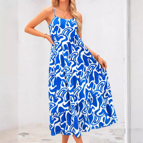 Damen Maxikleid mit verspieltem Schnitt und fließenden Volants Echo Archiv