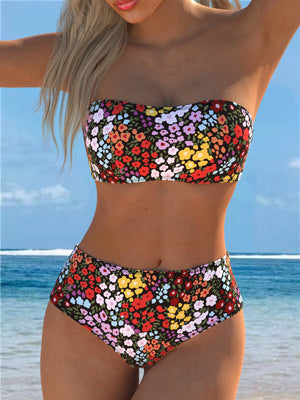Damen Bikini-Set mit strapazierfähigem Bandeau-Oberteil und hoch geschnittenen Badeshorts Echo Archiv