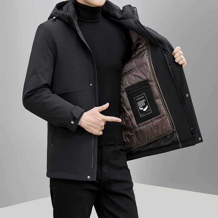Herren isolierte Winterjacke mit verstellbarem Kapuzenkragen und praktischen Taschen Echoarchiv