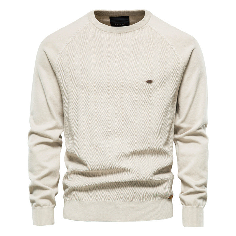Herren Strickpullover mit elegantem Zickzackmuster und Rundhalsausschnitt Echoarchiv