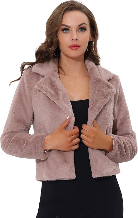 Damen Kurzblouson aus samtigem Faux‑Fur mit fallendem Revers und figurfreundlichem Cropped‑Schnitt Echo Archiv