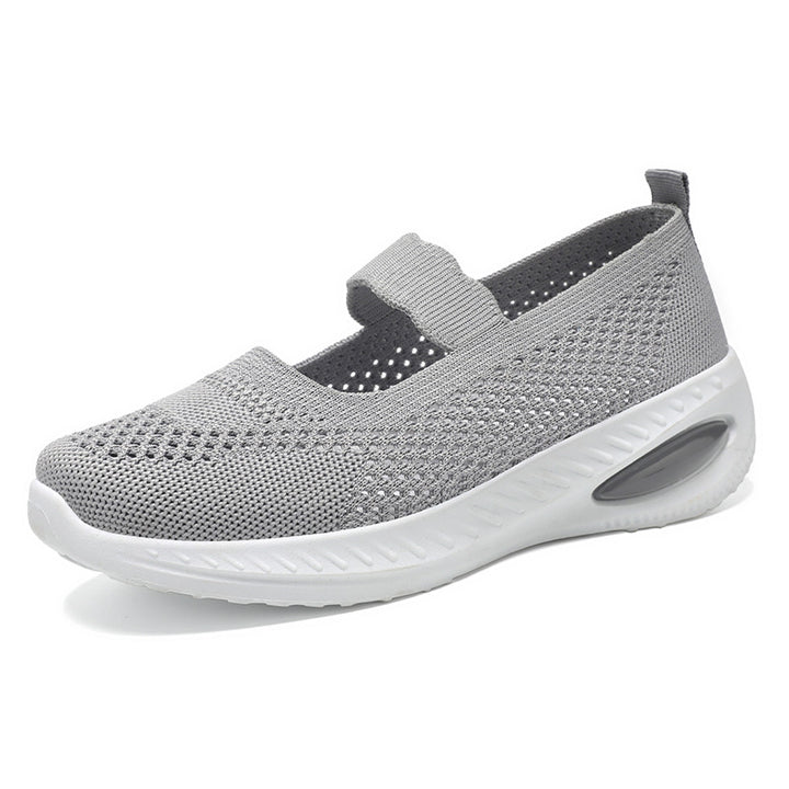 Damen nan gestrickter Mary-Jane Komfort-Sneaker mit elastischem Riemen und sichtbarer Luftkissen-Zwischensohle Echo Archiv