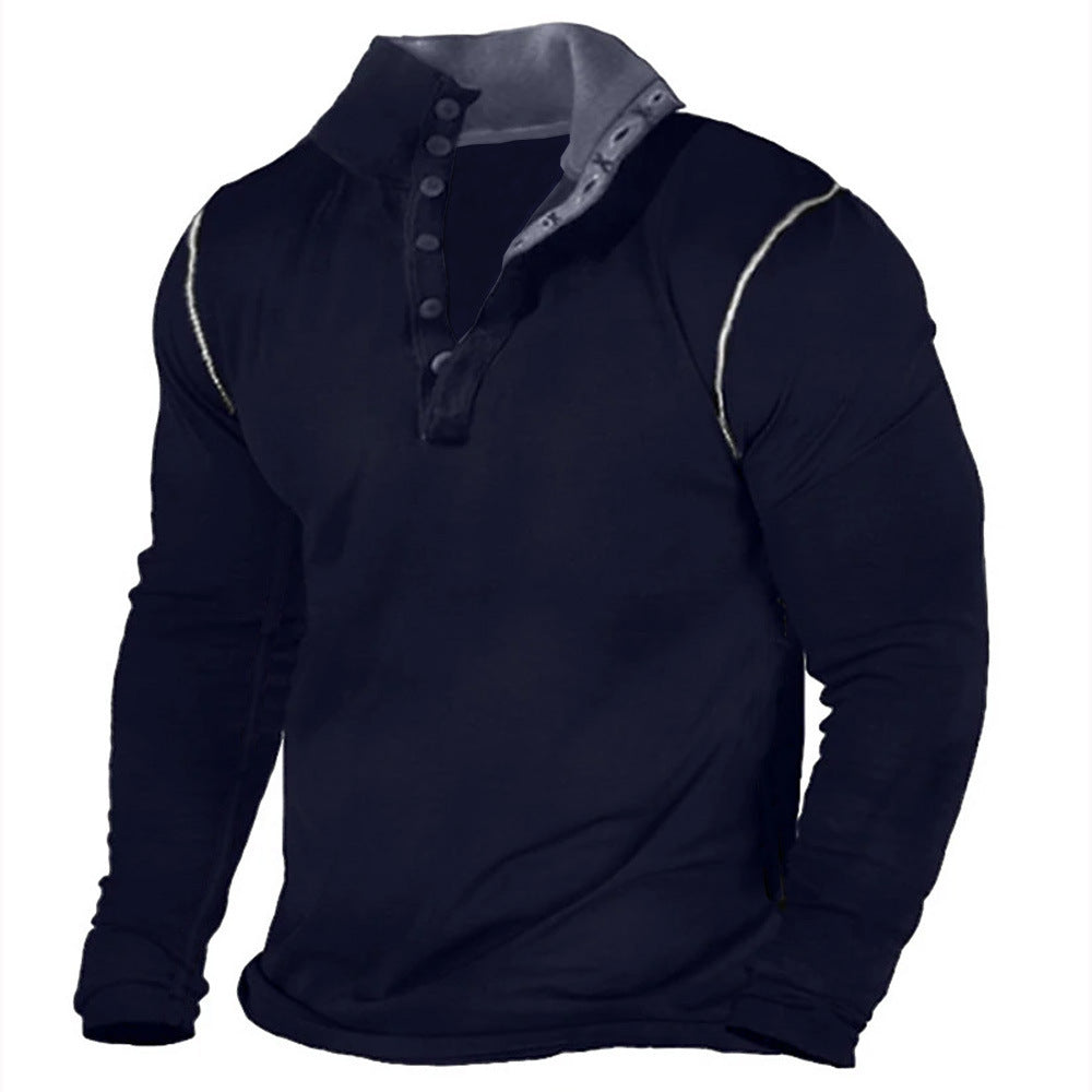 Herren modisches Langarmshirt aus weichem Baumwoll-Mix mit Knopfleiste Echoarchiv