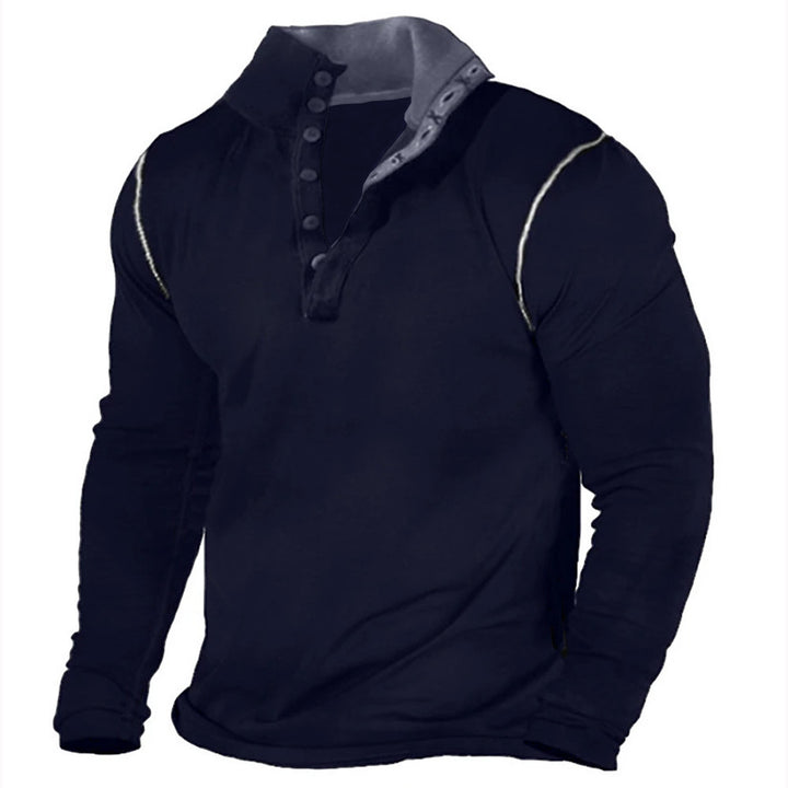 Herren modisches Langarmshirt aus weichem Baumwoll-Mix mit Knopfleiste Echoarchiv