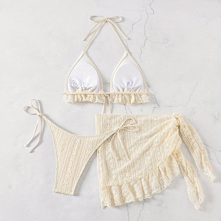 Damen Triangel-Bikini mit Rüschendetail und passendem Wickelrock Echo Archiv