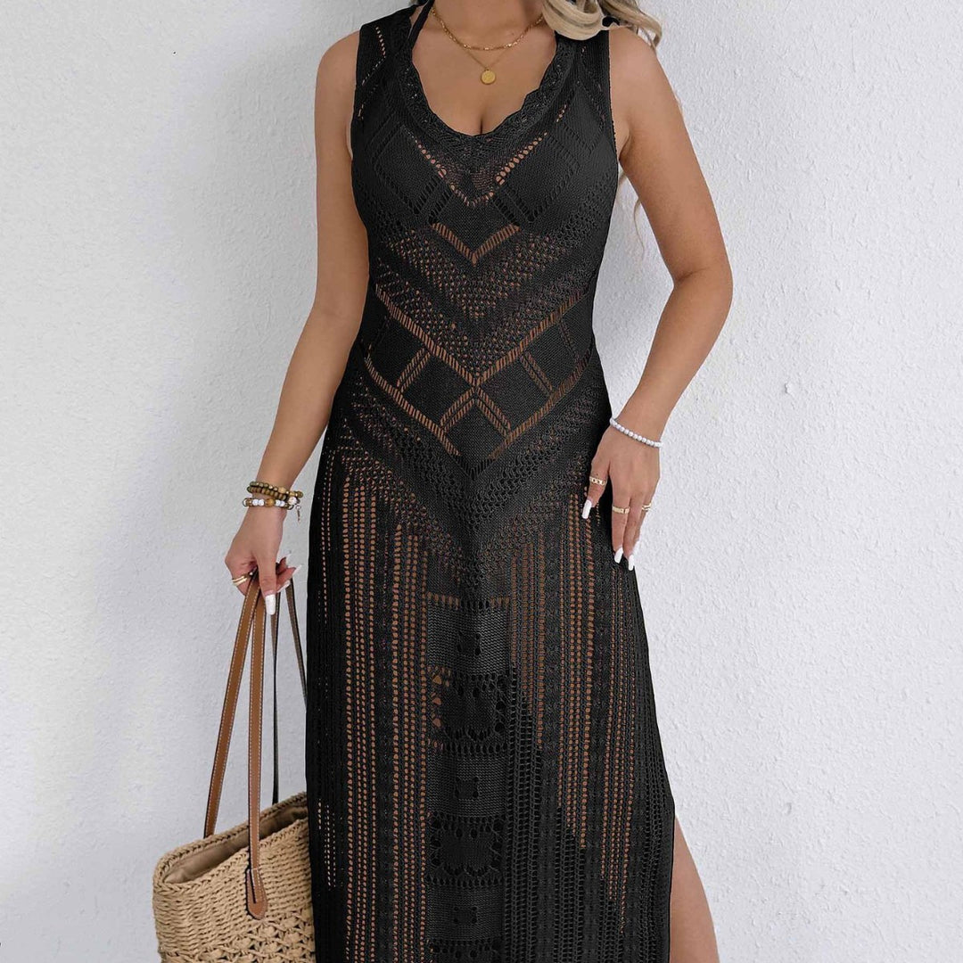 Damen gehäkeltes Maxikleid mit dezenter Lochmuster-Optik Echo Archiv