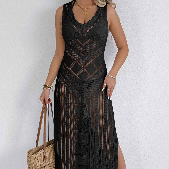 Damen gehäkeltes Maxikleid mit dezenter Lochmuster-Optik Echo Archiv