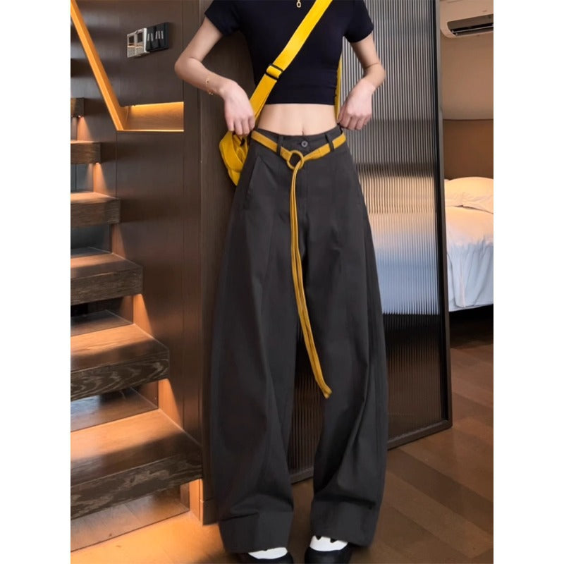Damen Weite Baumwollhose mit Statement-Gürtel Echoarchiv