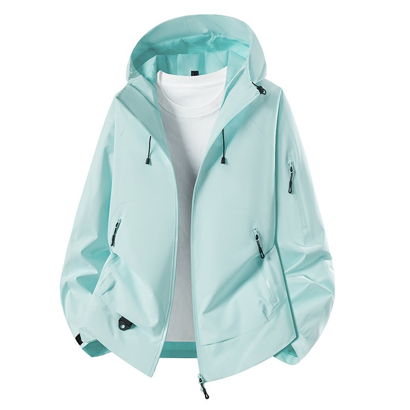 Herren Minimalistischer Softshell-Anorak mit verstellbarer Kapuze & verschweißten Zip-Taschen Echoarchiv