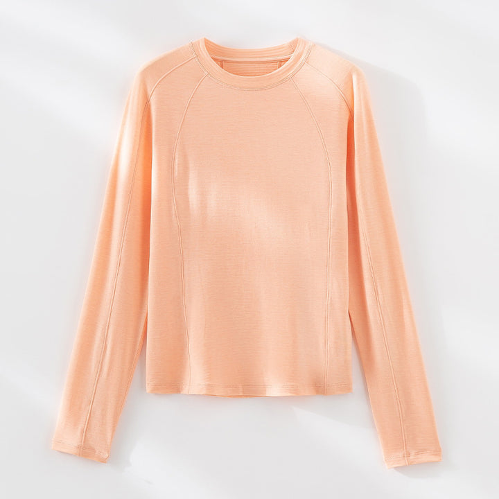 Damen Leichtes Longsleeve-Feinstrickshirt mit Raglanärmeln und Rundhalsausschnitt Echoarchiv