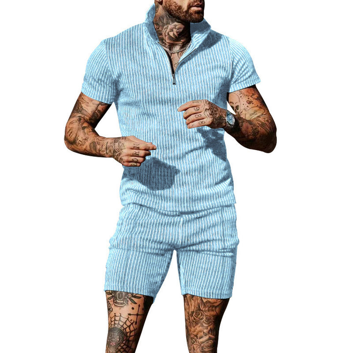 Herren modisches Kurzarm Jumpsuit mit Reißverschluss Echoarchiv