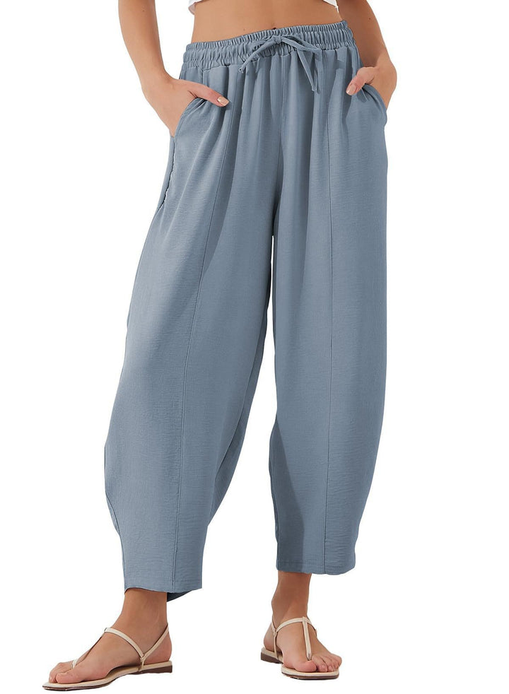 Damen Bequeme, weit geschnittene Sommerhose mit elastischem Bund und seitlichen Taschen Echo Archiv