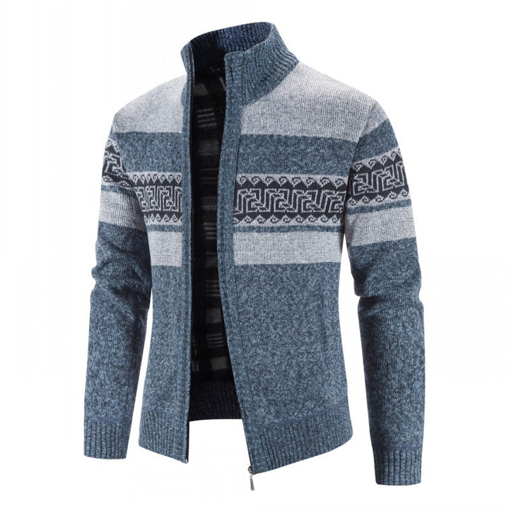 Herren Strickjacke mit hohem Kragen und attraktiven Mustern Echoarchiv