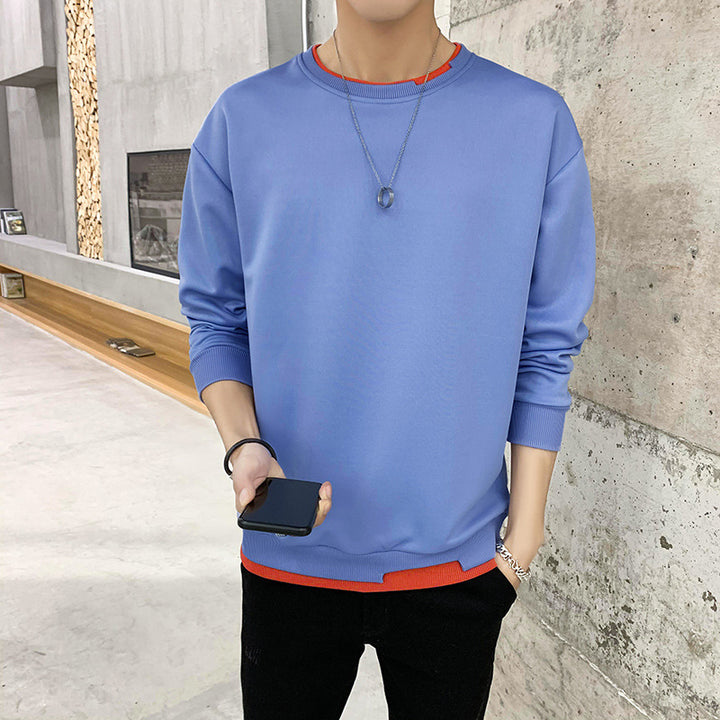 Herren lässiger Sweatshirt mit kontrastierendem Saum Echoarchiv