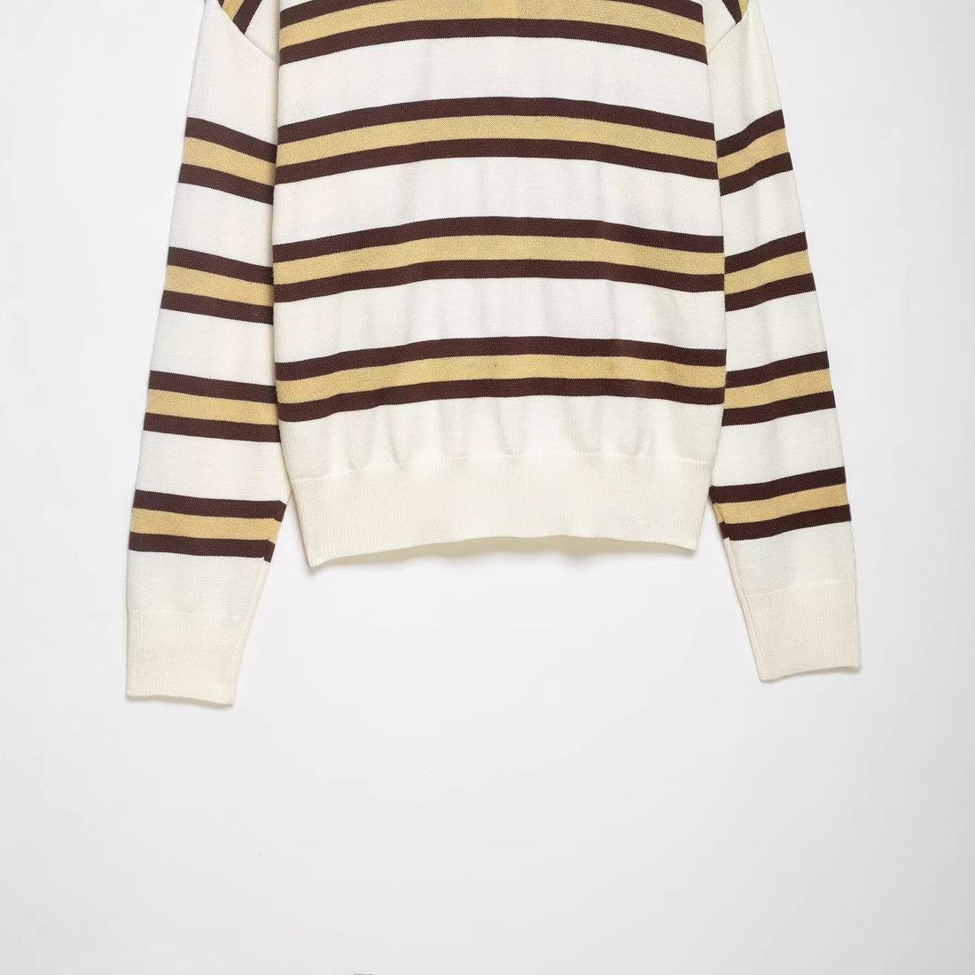 Damen Gestreifter Strick‑Polo‑Pullover im Oversize‑Cropped‑Schnitt Echoarchiv