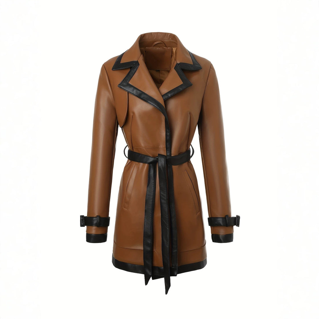 Damen Modischer Kunstleder Trenchcoat – Montévia