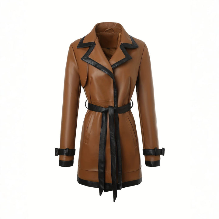 Damen Modischer Kunstleder Trenchcoat Echo Archiv