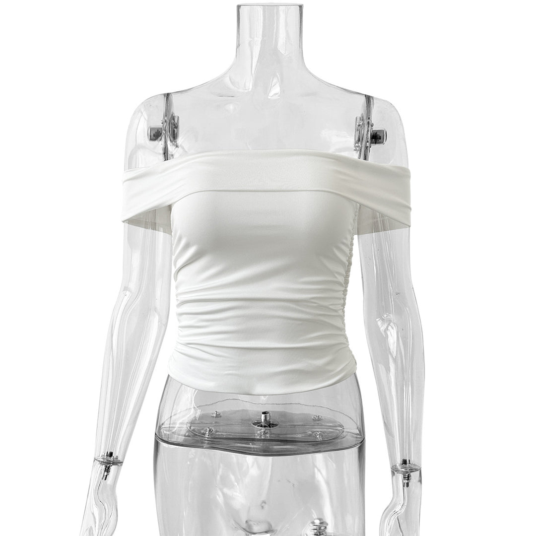 Damen Off-Shoulder Crop-Top aus elastischem Material mit figurformendem Design Echo Archiv