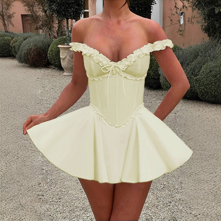 Damen Off-Shoulder Kleid mit raffinierten Rüschendetails Echo Archiv