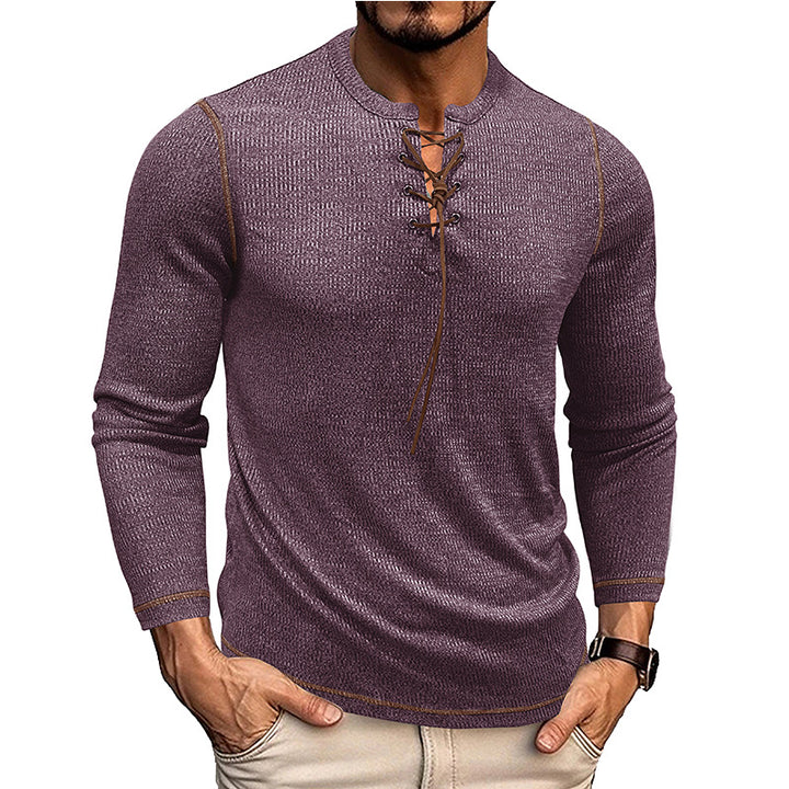Herren Langarmshirt im modernen Henley-Stil mit Ziernähten Echoarchiv