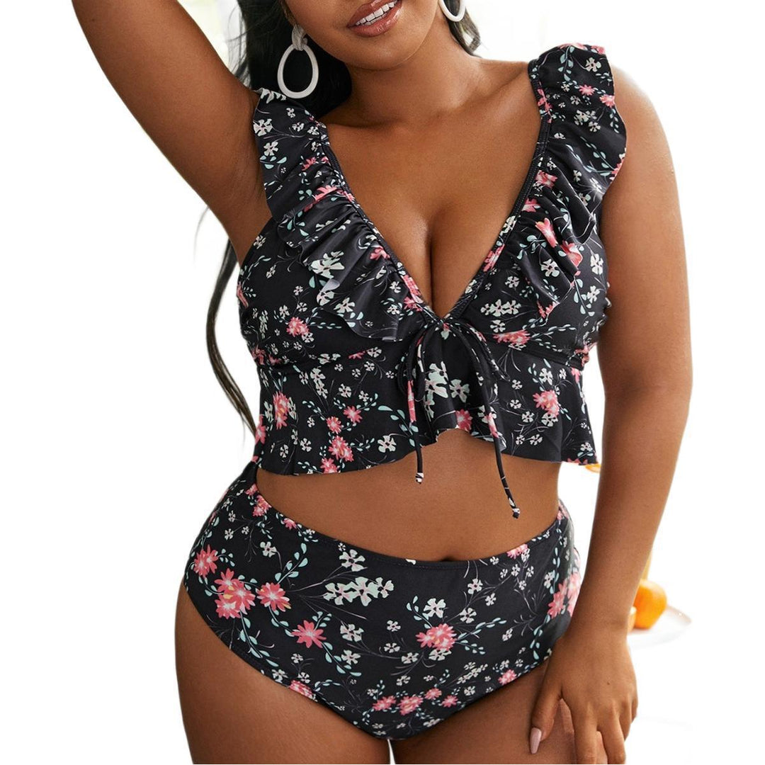 Damen Hochtailliertes Bikini-Set mit verspieltem Rüschendesign Echo Archiv