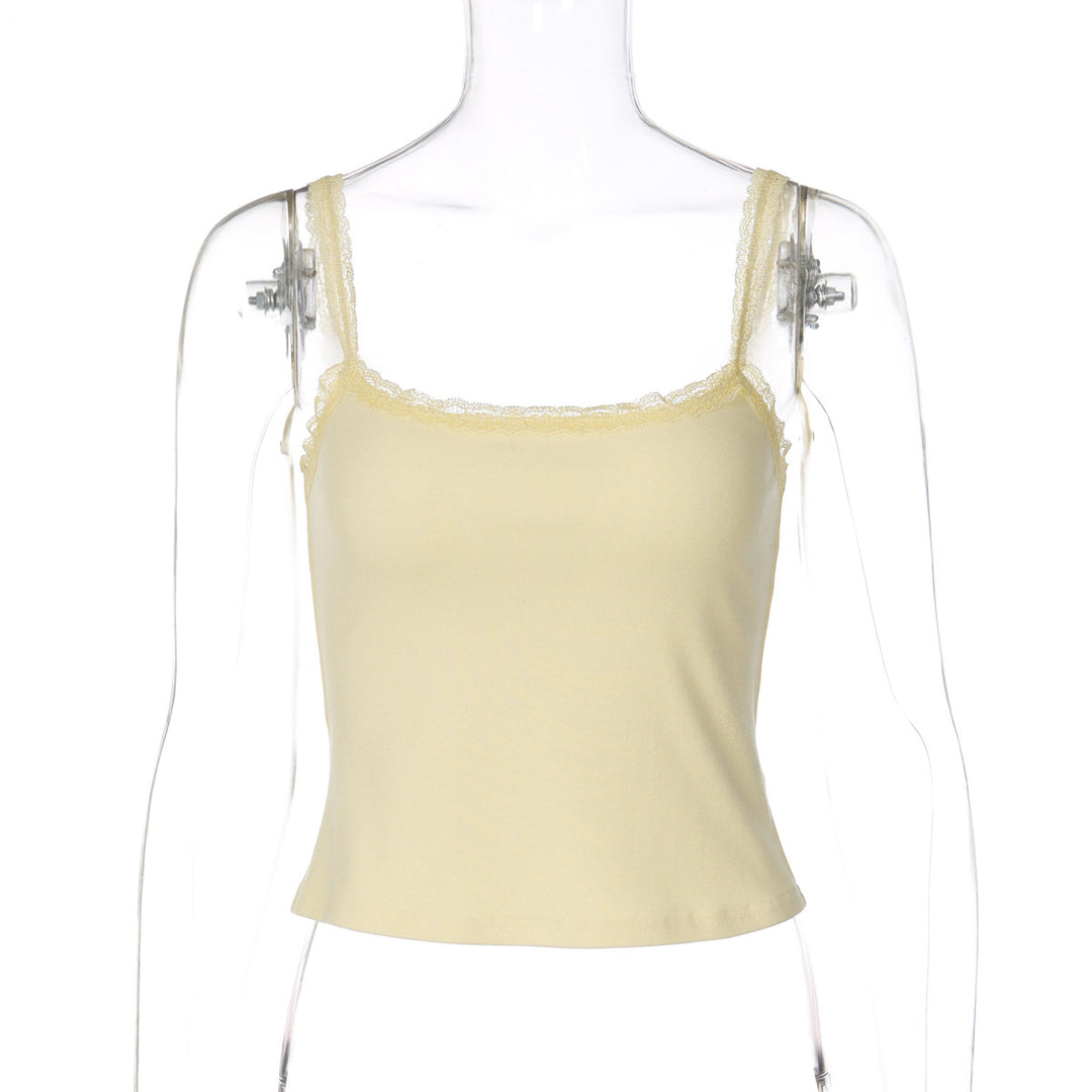 Damen Spaghettiträgershirt mit zarter Spitzenverzierung Echo Archiv