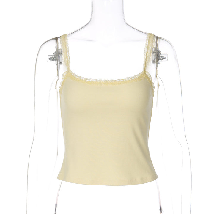 Damen Spaghettiträgershirt mit zarter Spitzenverzierung Echo Archiv