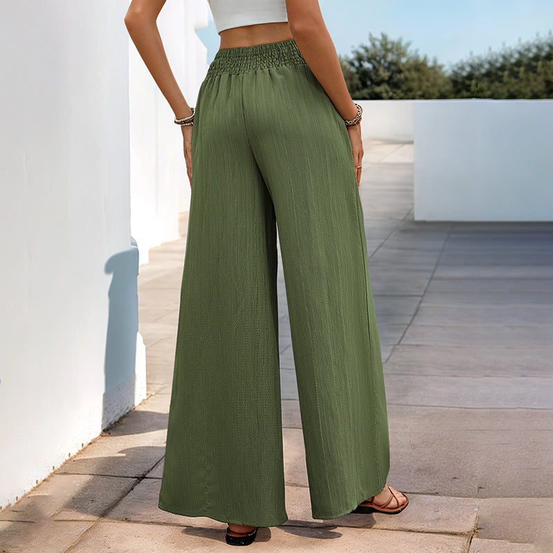 Damen Leichte Palazzo-Hose mit hohem Smokbund und fließender Weite Echoarchiv