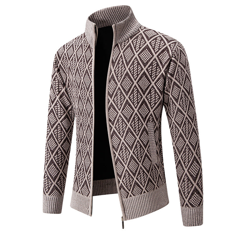 Herren Strickjacke mit strukturiertem Design und hohem Kragen Echoarchiv