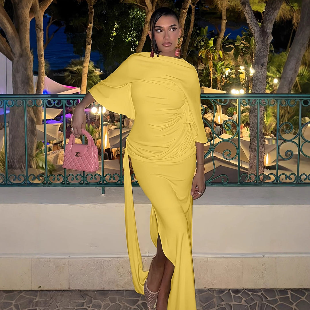 Damen Elegantes und auffälliges Maxi-Kleid mit Wickeldesign Echo Archiv