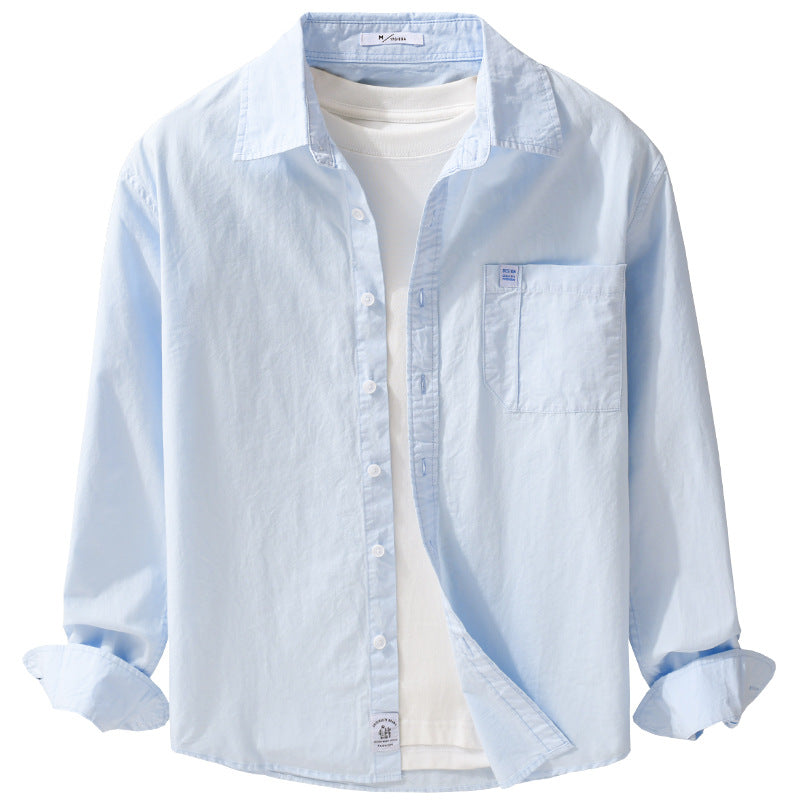 Herren Baumwoll-Overshirt im Layering‑Look mit Kentkragen und aufgesetzter Brusttasche Echoarchiv