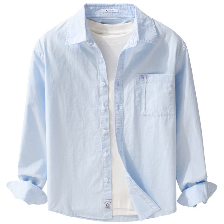 Herren Baumwoll-Overshirt im Layering‑Look mit Kentkragen und aufgesetzter Brusttasche Echoarchiv