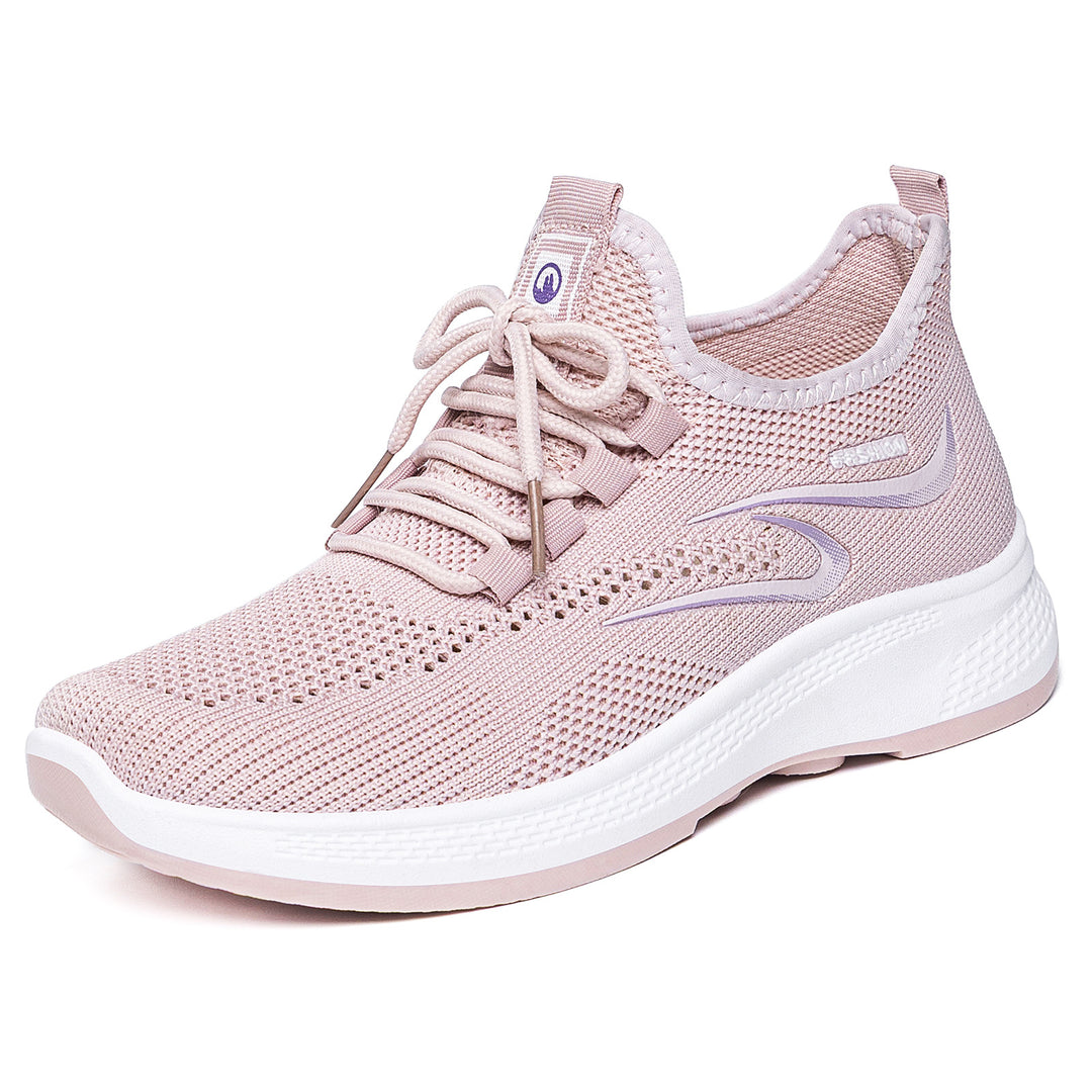 Damen nan atmungsaktiver Strick-Freizeitsneaker mit elastischer Schnürung und stoßabsorbierender Keilsohle Echo Archiv