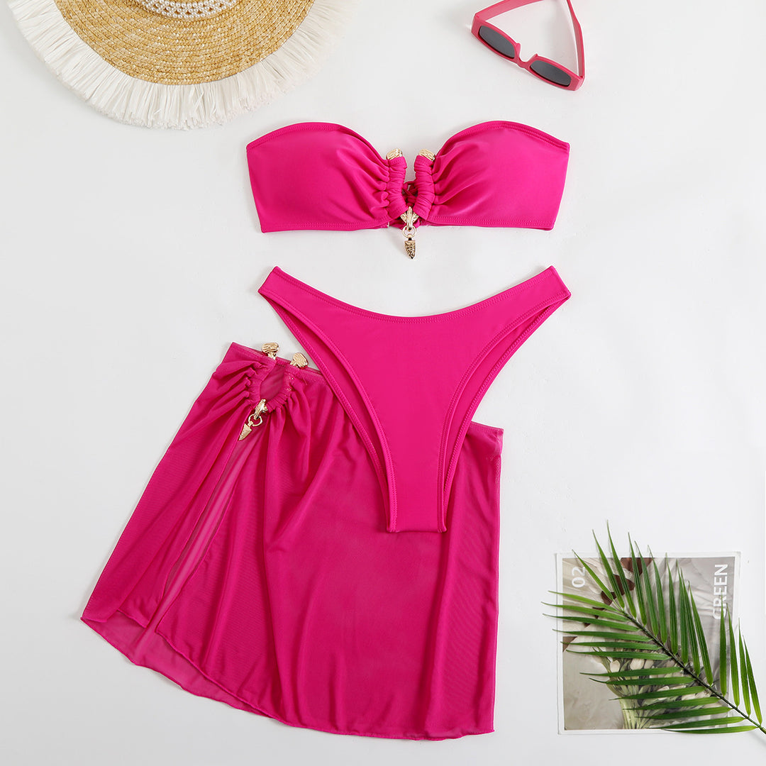 Damen Bikini-Set mit modisch gerafftem Oberteil und elegantem Wickelrock Echo Archiv