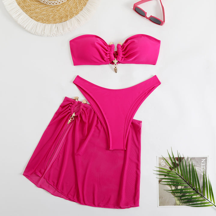Damen Bikini-Set mit modisch gerafftem Oberteil und elegantem Wickelrock Echo Archiv