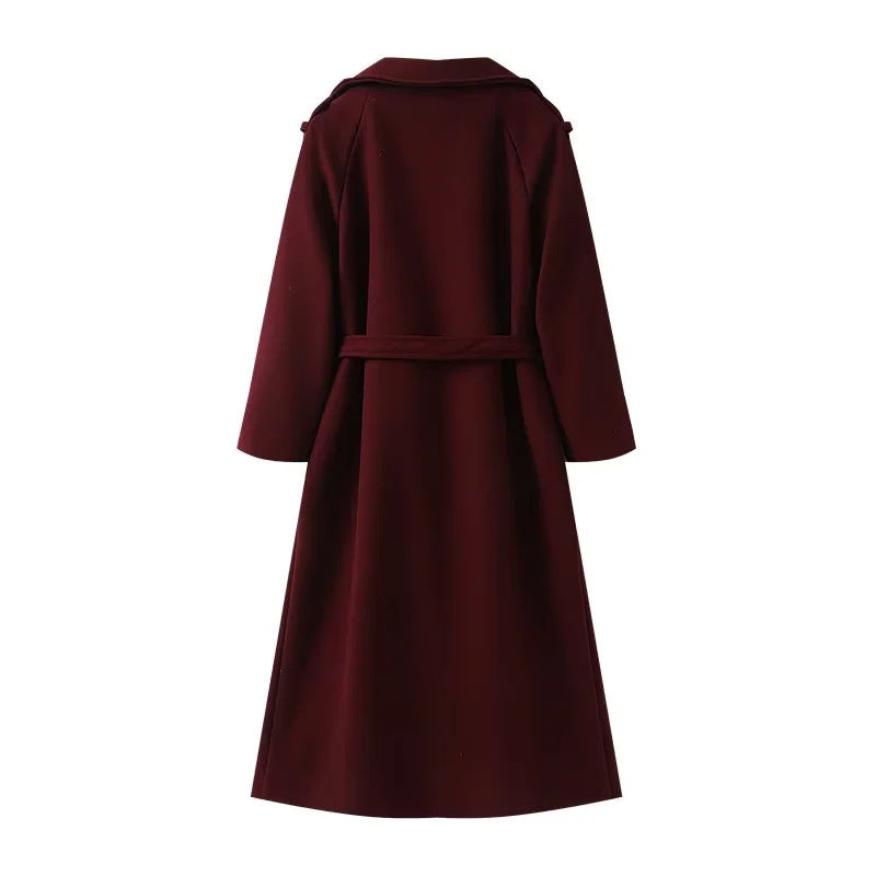 Damen nan langer zweireihiger Trenchcoat-Mantel mit Bindegürtel und Schalkragen Echo Archiv