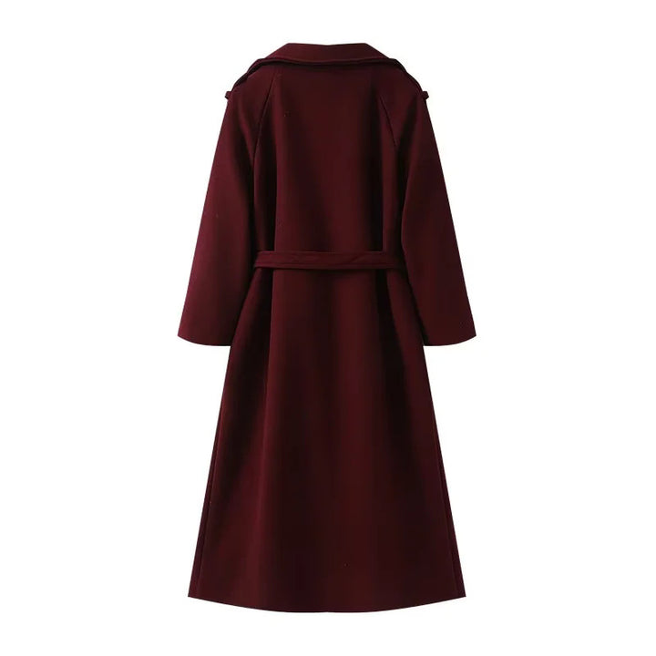 Damen nan langer zweireihiger Trenchcoat-Mantel mit Bindegürtel und Schalkragen Echo Archiv